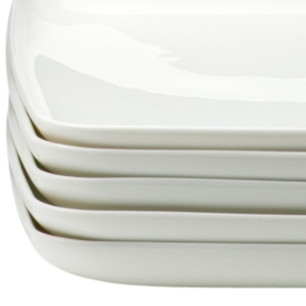 White Six Piece Rectangle Porcelain Service For Six Dinner Plate Set