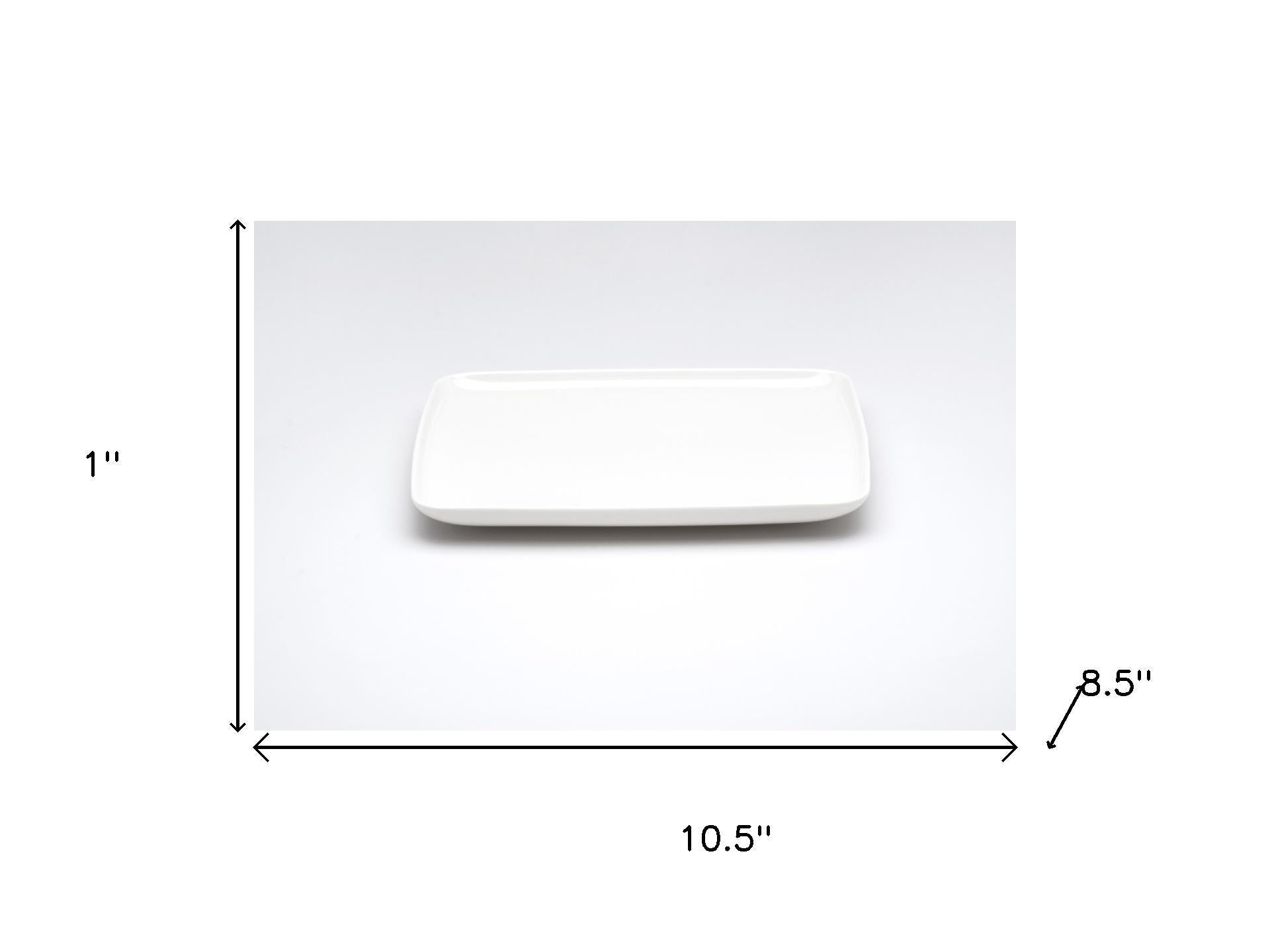 White Six Piece Rectangle Porcelain Service For Six Dinner Plate Set