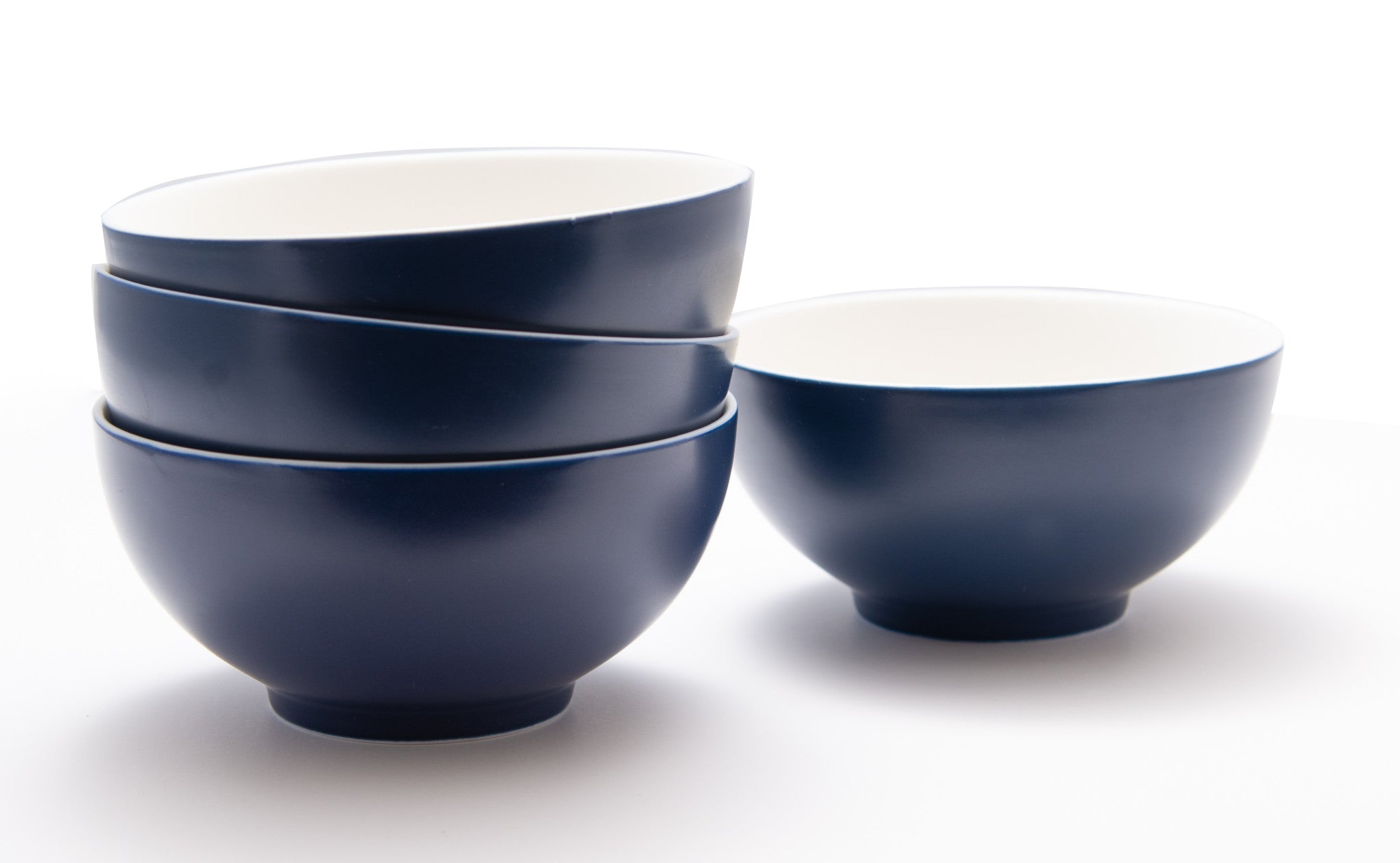 Blue and White Four Piece Porcelain Service For Four Bowl Set