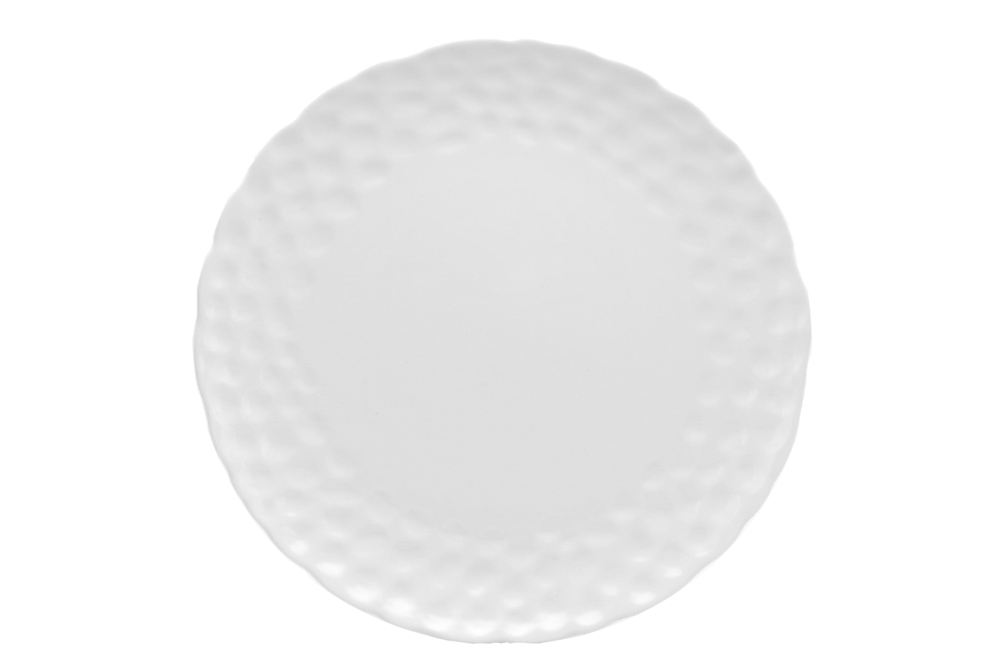 White Six Piece Round Pebbled Porcelain Service For Six Dinner Plate Set