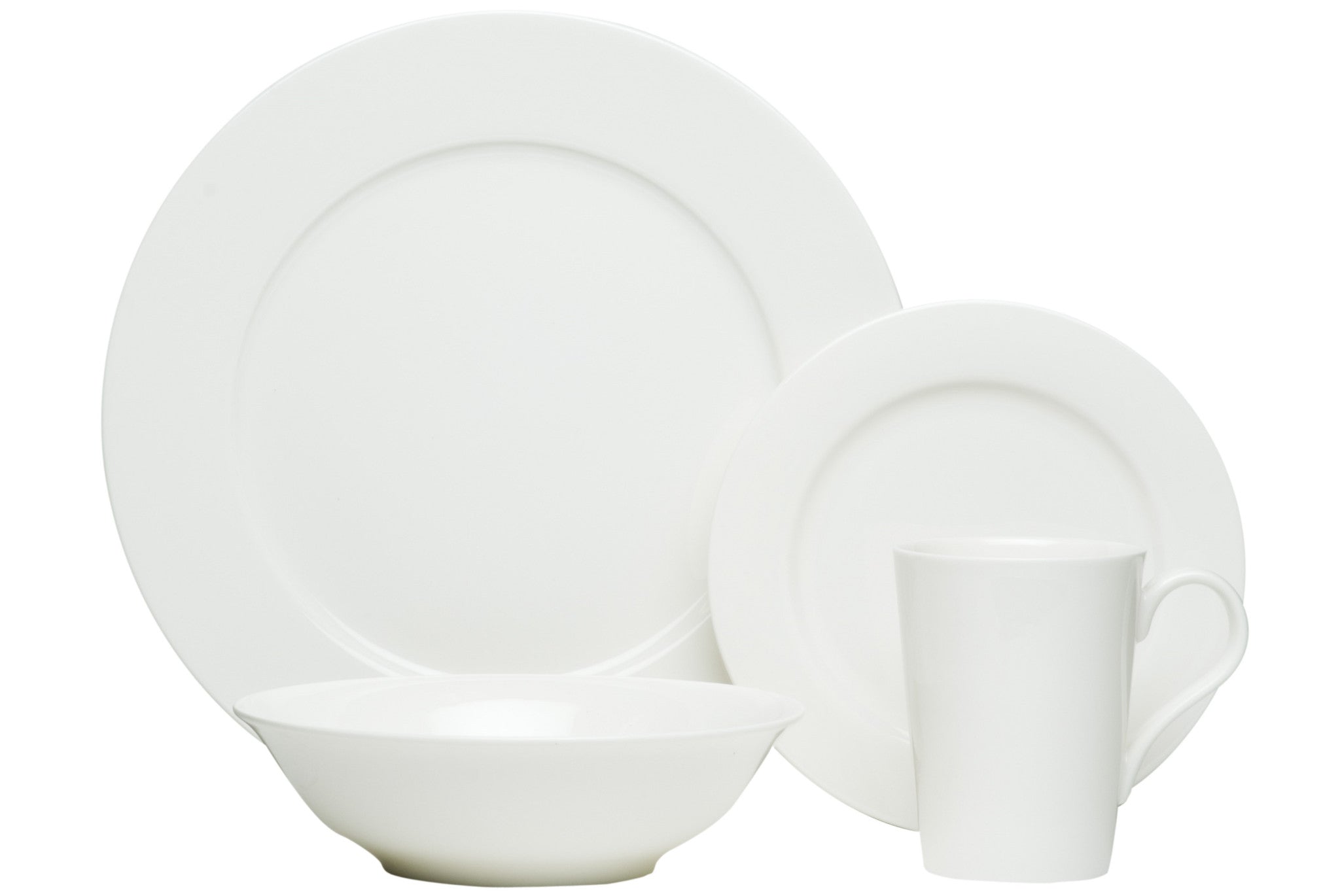 White Sixteen Piece Round Bone China Service For Four Dinnerware Set
