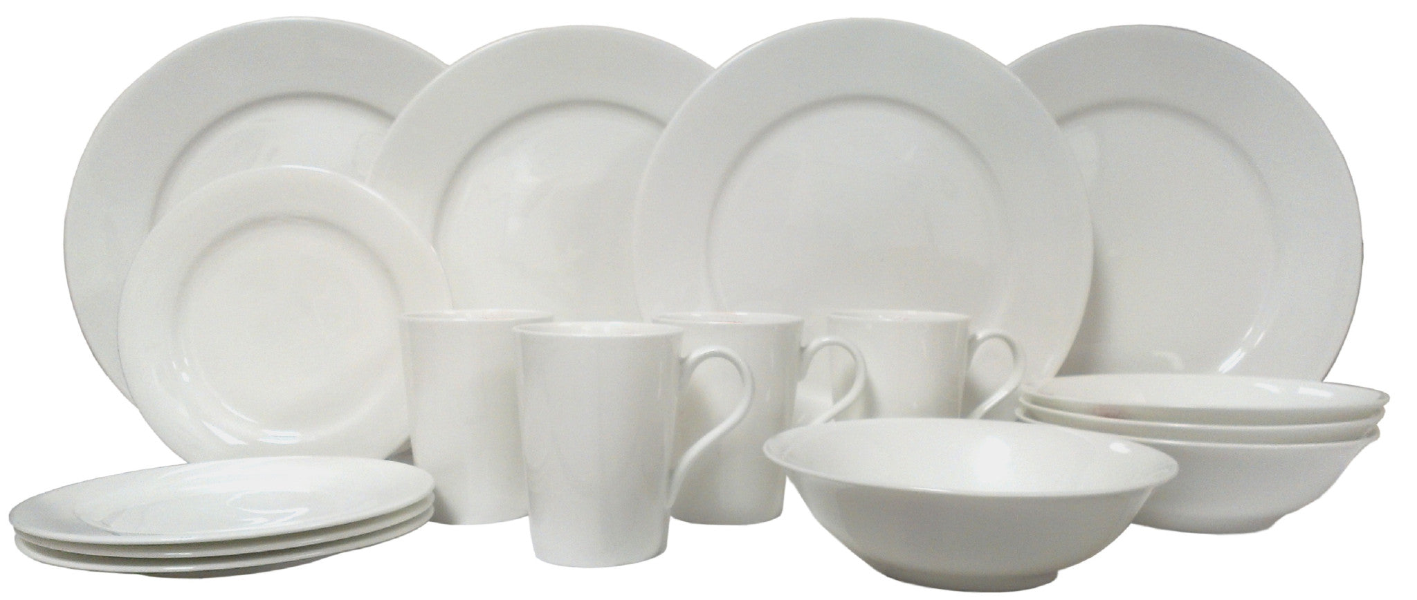 White Sixteen Piece Round Bone China Service For Four Dinnerware Set