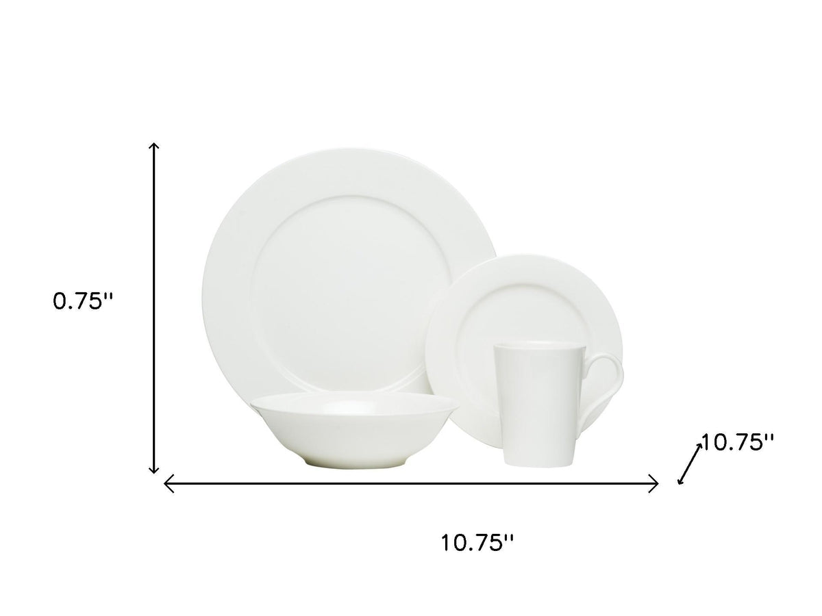 White Sixteen Piece Round Bone China Service For Four Dinnerware Set
