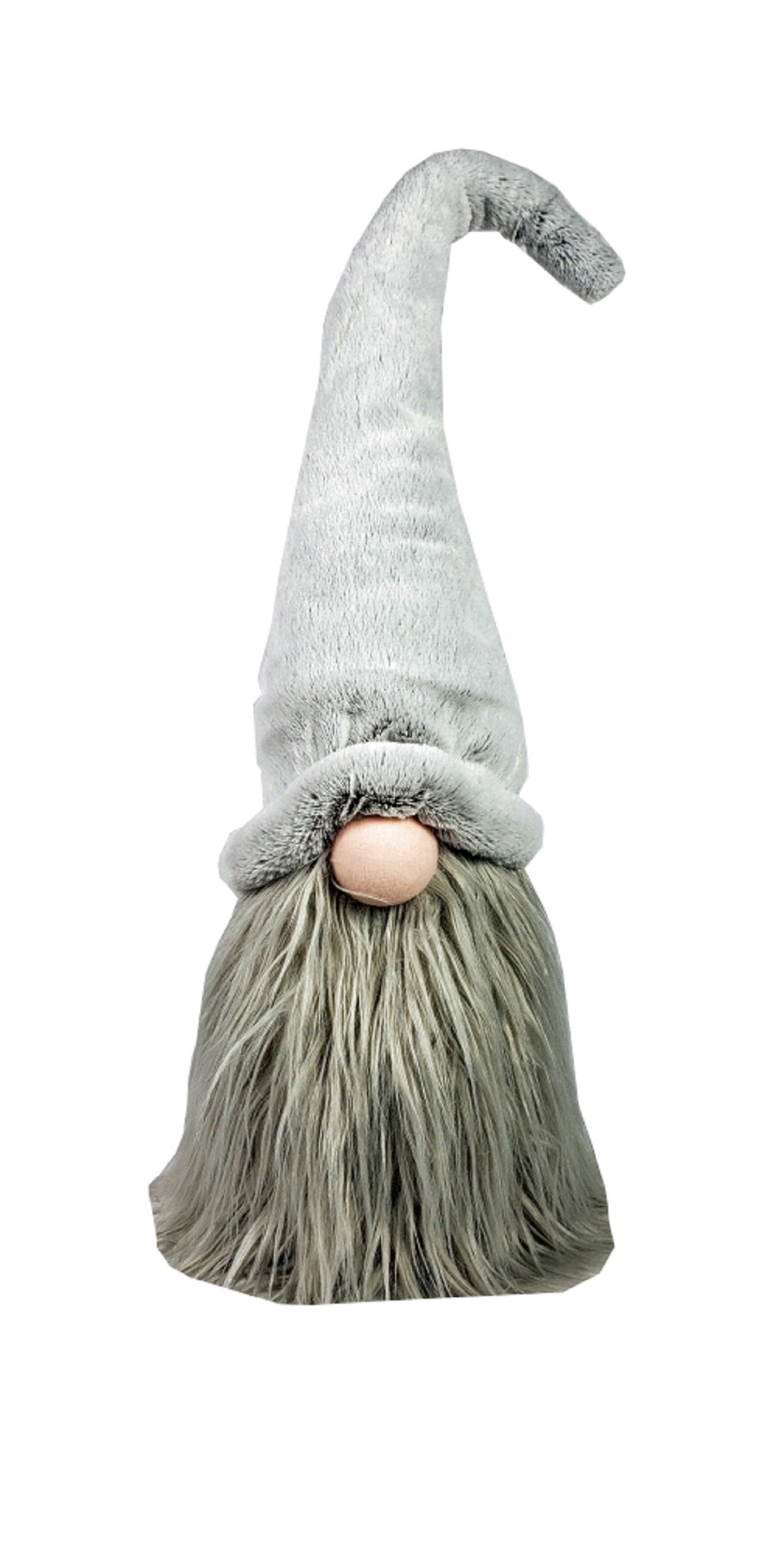 30" Groovy Grey with Pointy Hat Fabric Sitting Gnome Sculpture