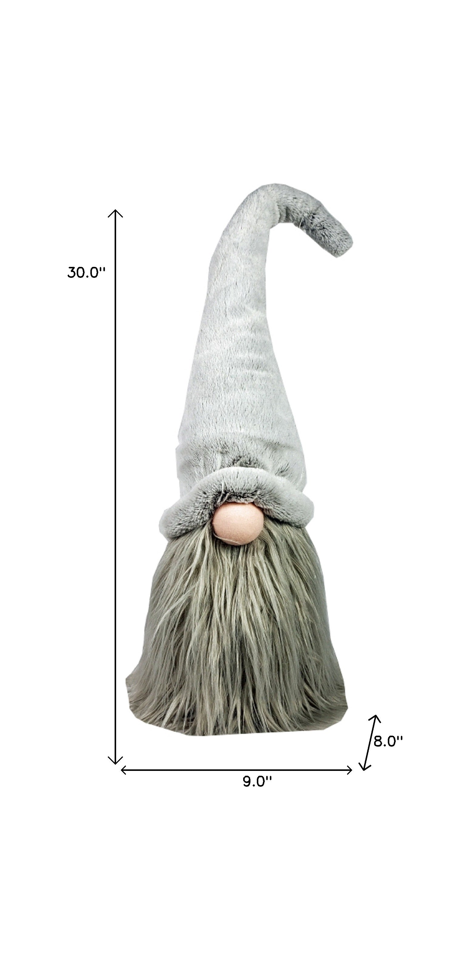 30" Groovy Grey with Pointy Hat Fabric Sitting Gnome Sculpture