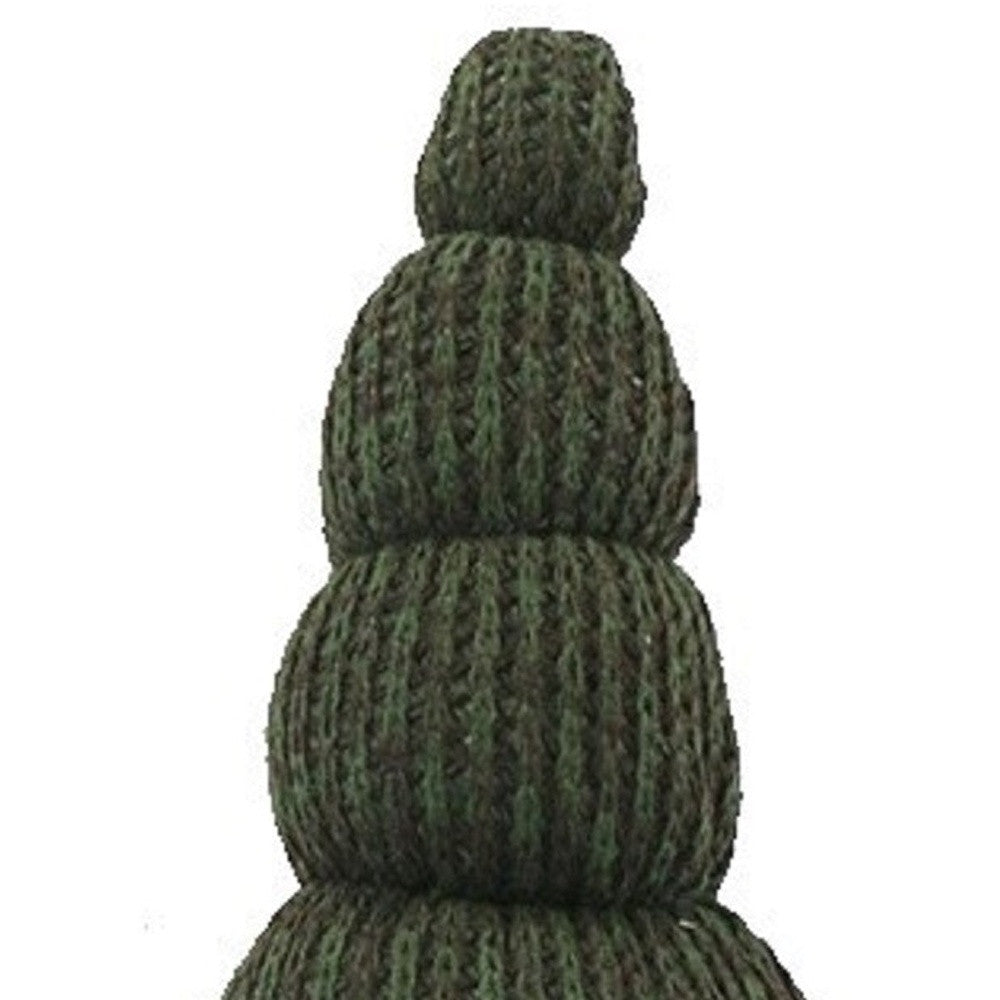 14" Green Chunky Knit Hat Fabric Sitting Gnome Sculpture