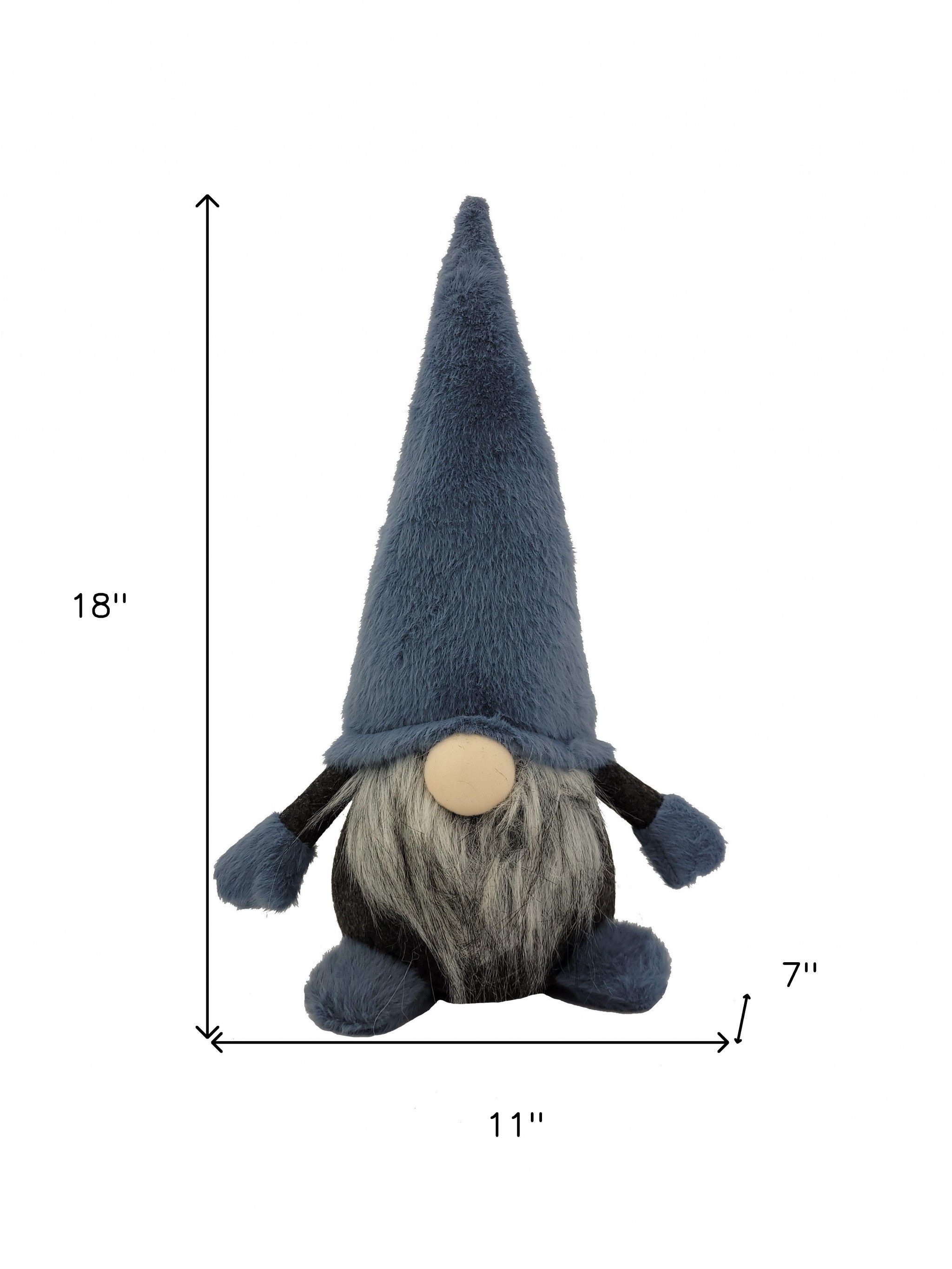 18" Slate Blue And Gray Fabric Standing Gnome Sculpture