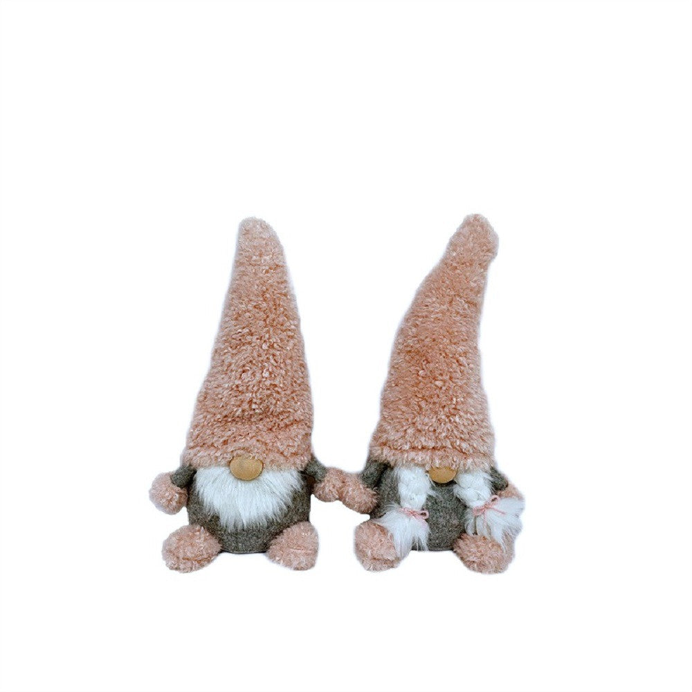 Set Of Two 14" Pink Fabric Christmas Gnomes