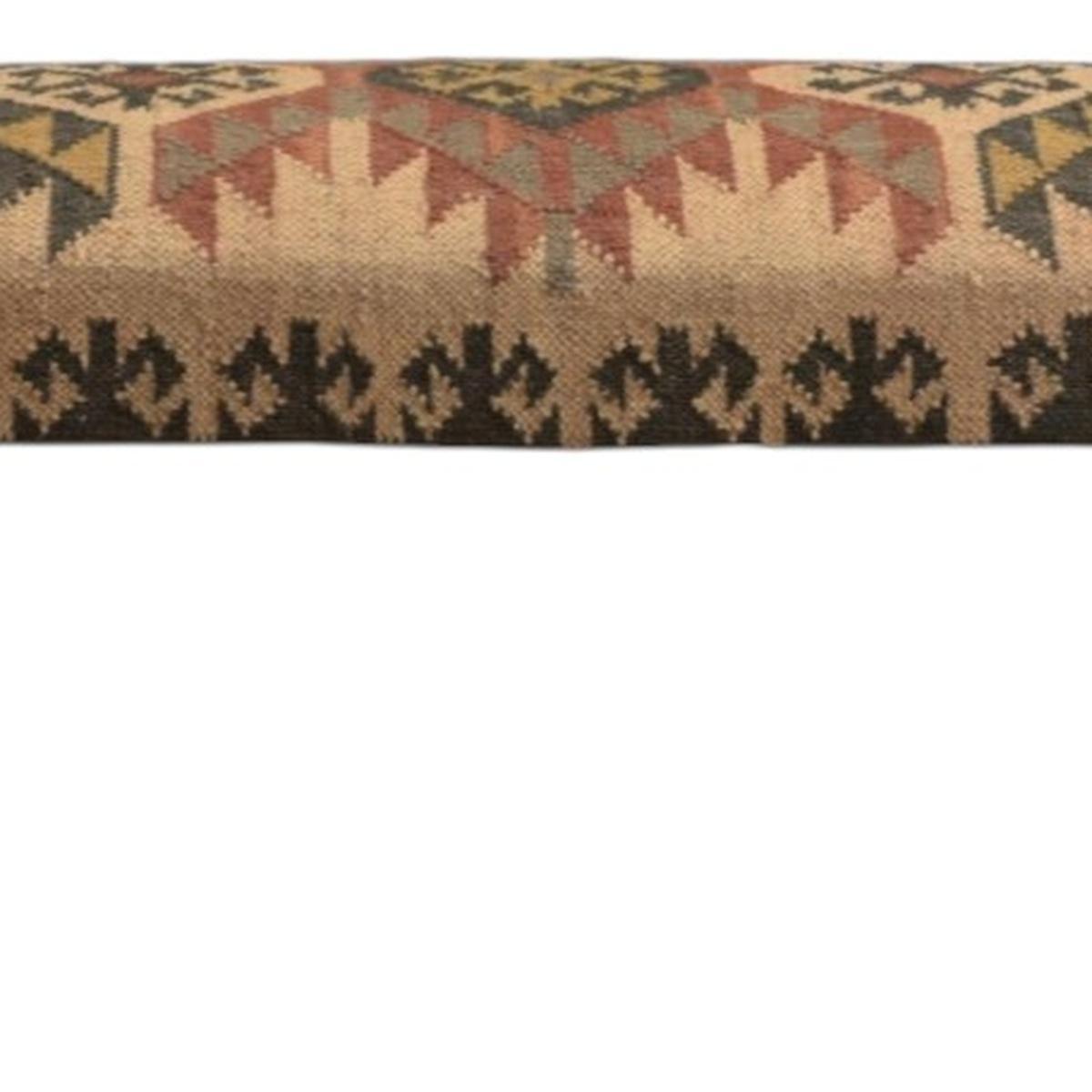 47" Shades of Brown Black Leg Southwest Upholstered Bench