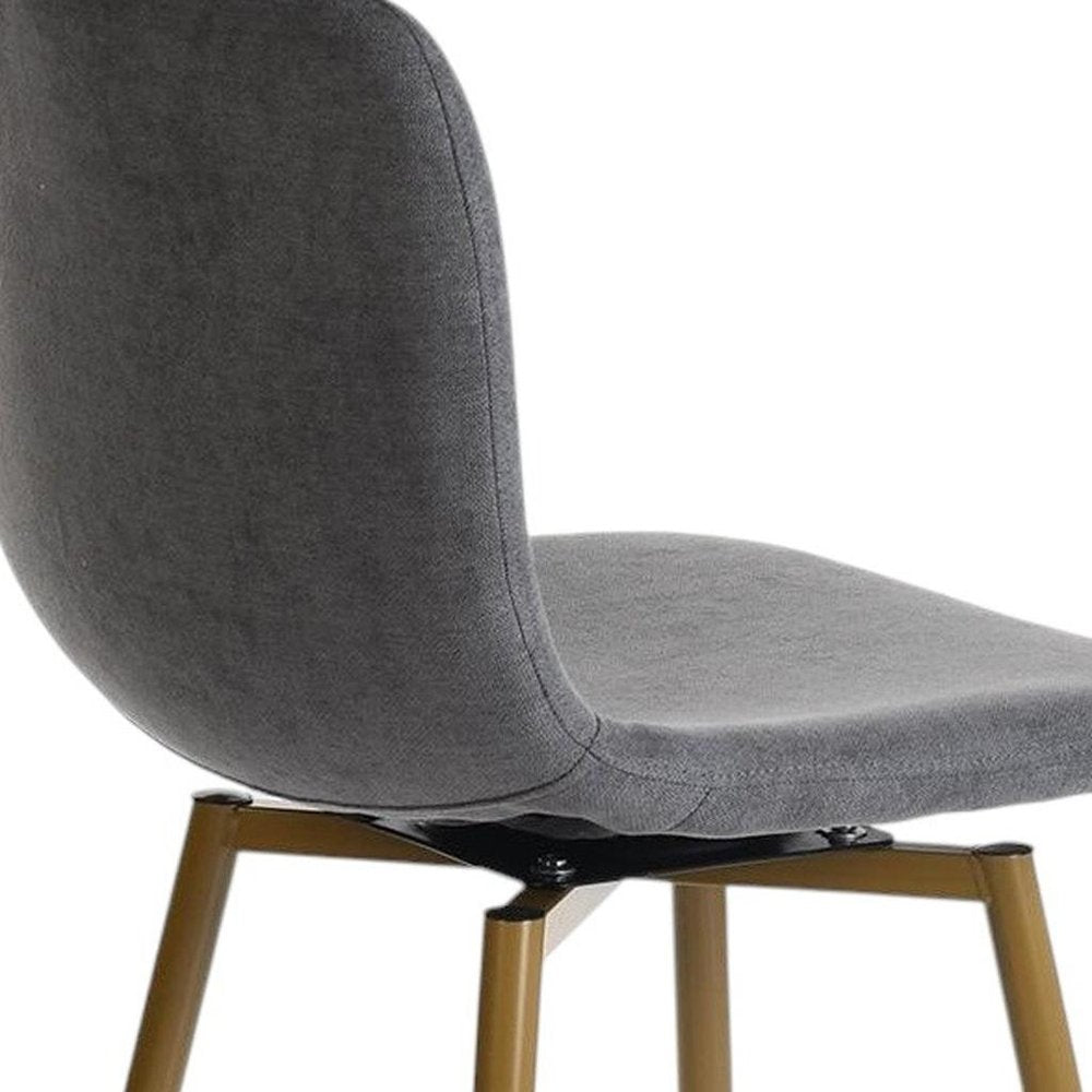 Set of Two 29" Gray And Gold Steel Bar Height Bar Chairs