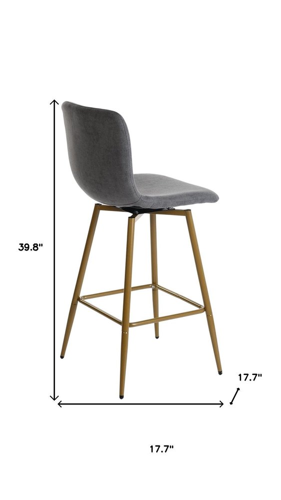 Set of Two 29" Gray And Gold Steel Bar Height Bar Chairs