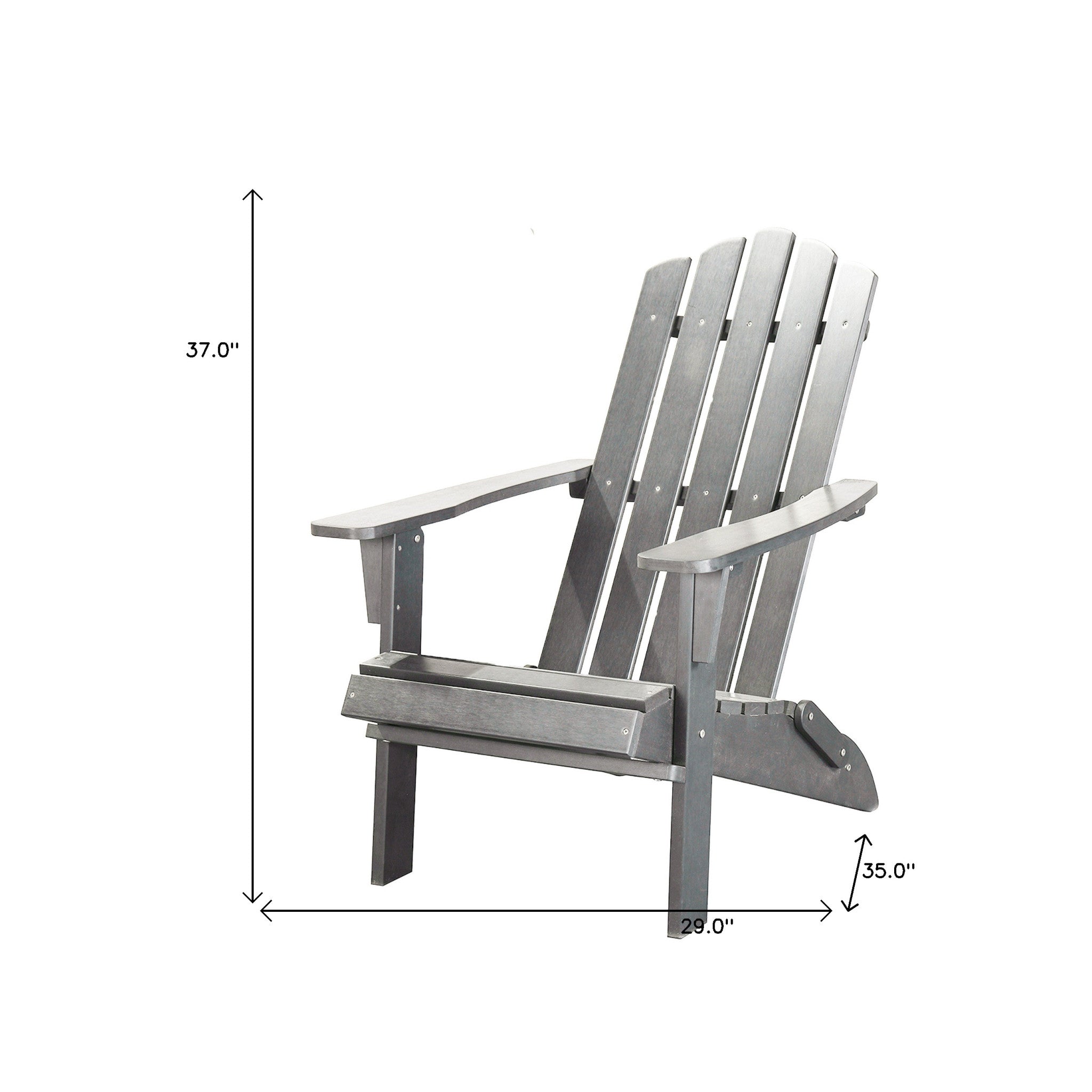 29" Gray Heavy Duty Plastic Adirondack Chair