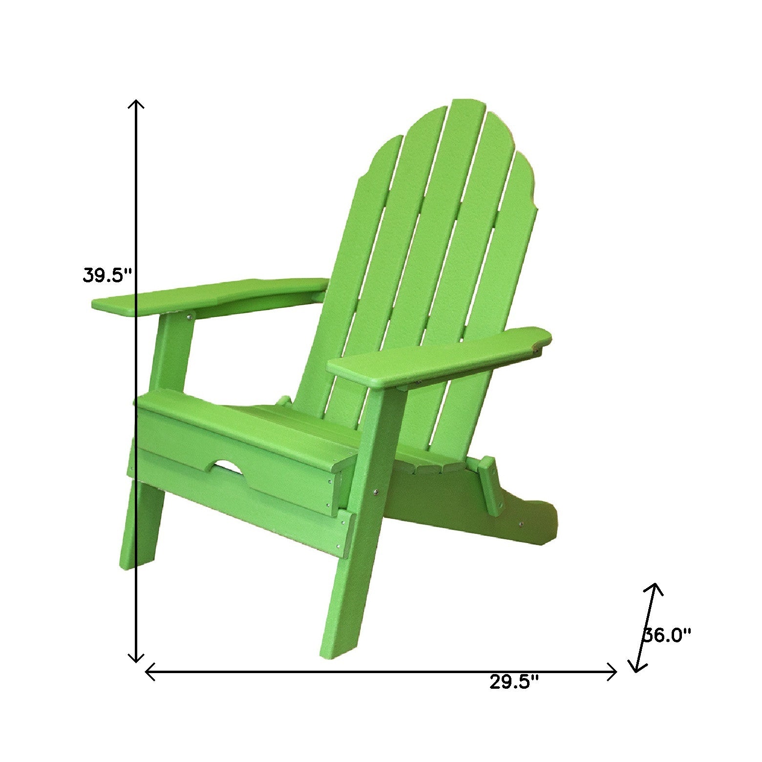 30" Green Heavy Duty Plastic Adirondack Chair
