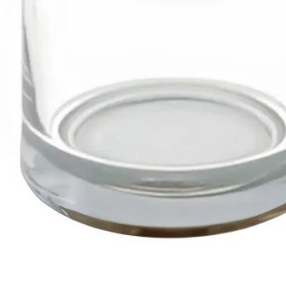 11" Clear Glass Centerpiece Pillar Candle Holder With Candle