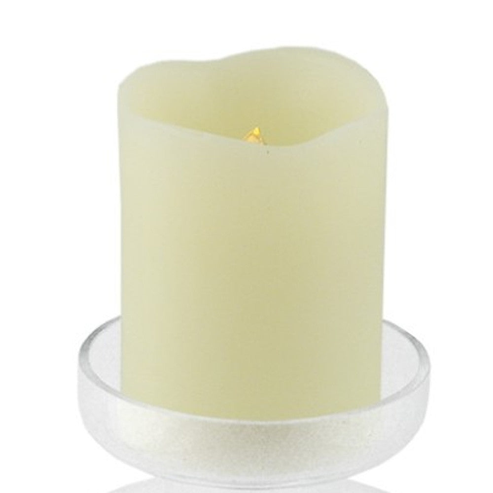 8" Clear Glass Centerpiece Pillar Candle Holder With Candle