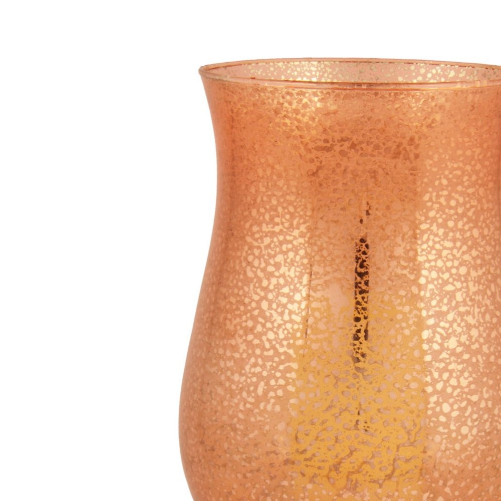 14" Coral Glass Centerpiece Hurricane Candle Holder With Candle