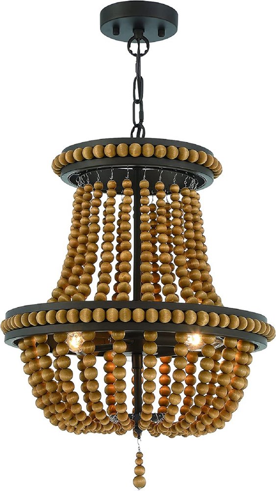 Brown And Black Candle Style Three Light Metal Dimmable Chandelier