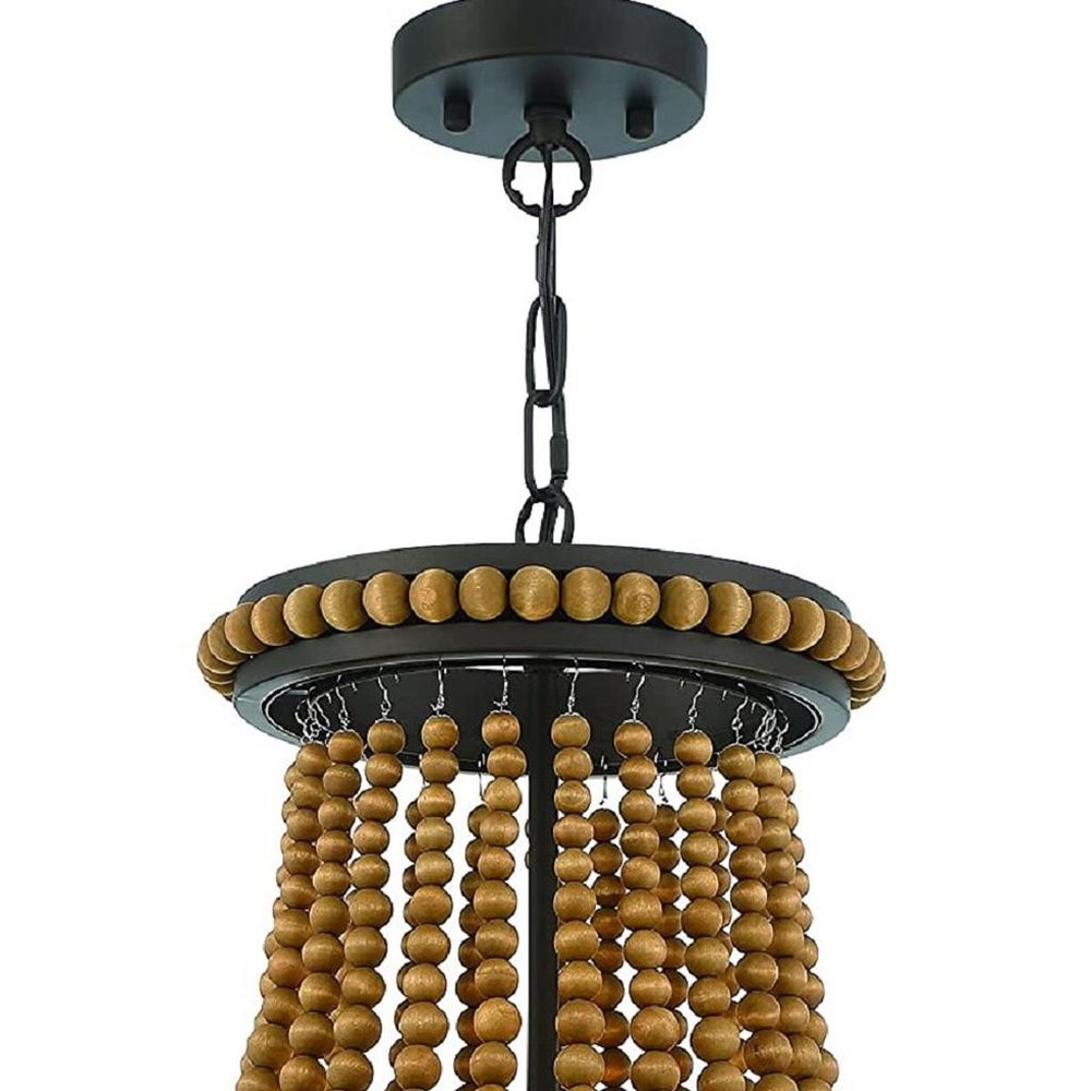 Brown And Black Candle Style Three Light Metal Dimmable Chandelier