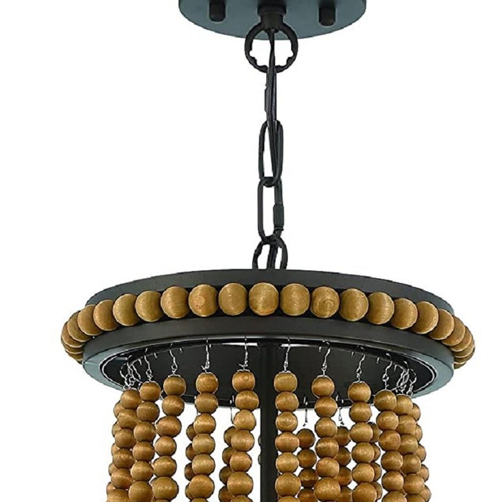 Brown And Black Candle Style Three Light Metal Dimmable Chandelier