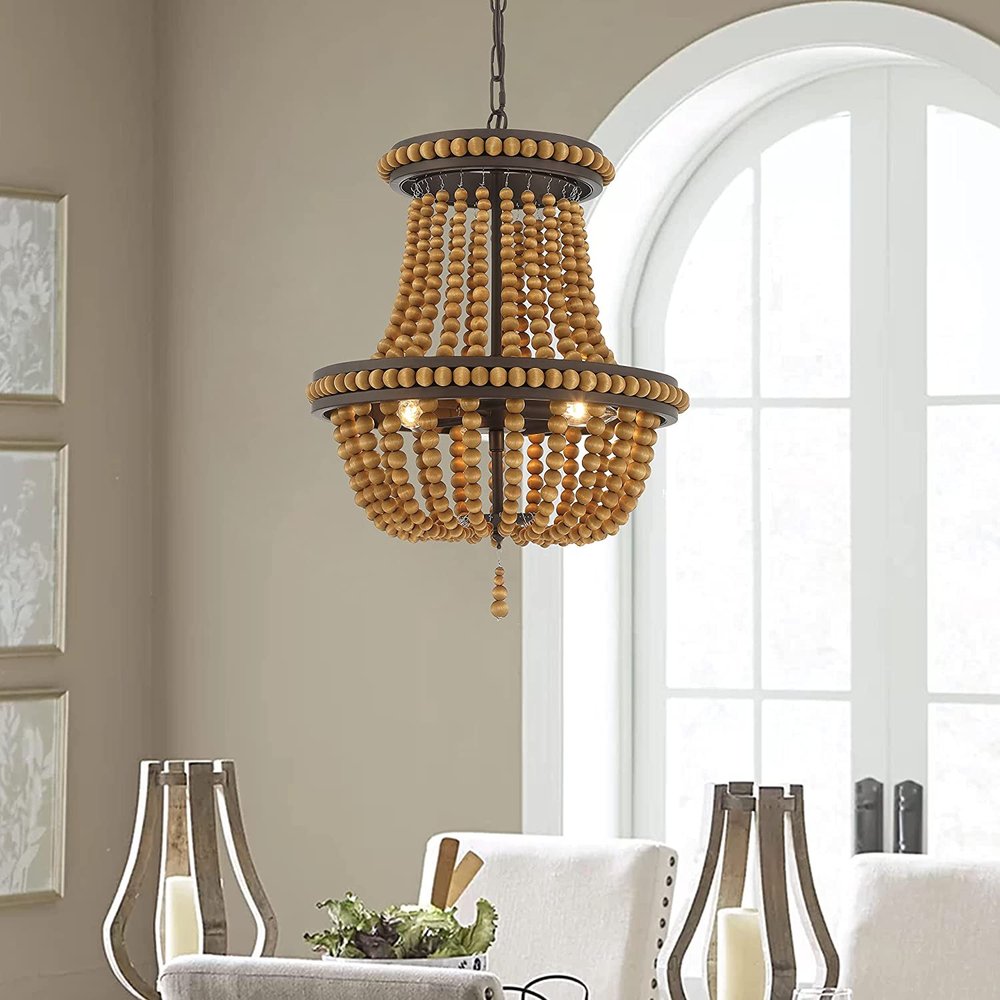 Brown And Black Candle Style Three Light Metal Dimmable Chandelier