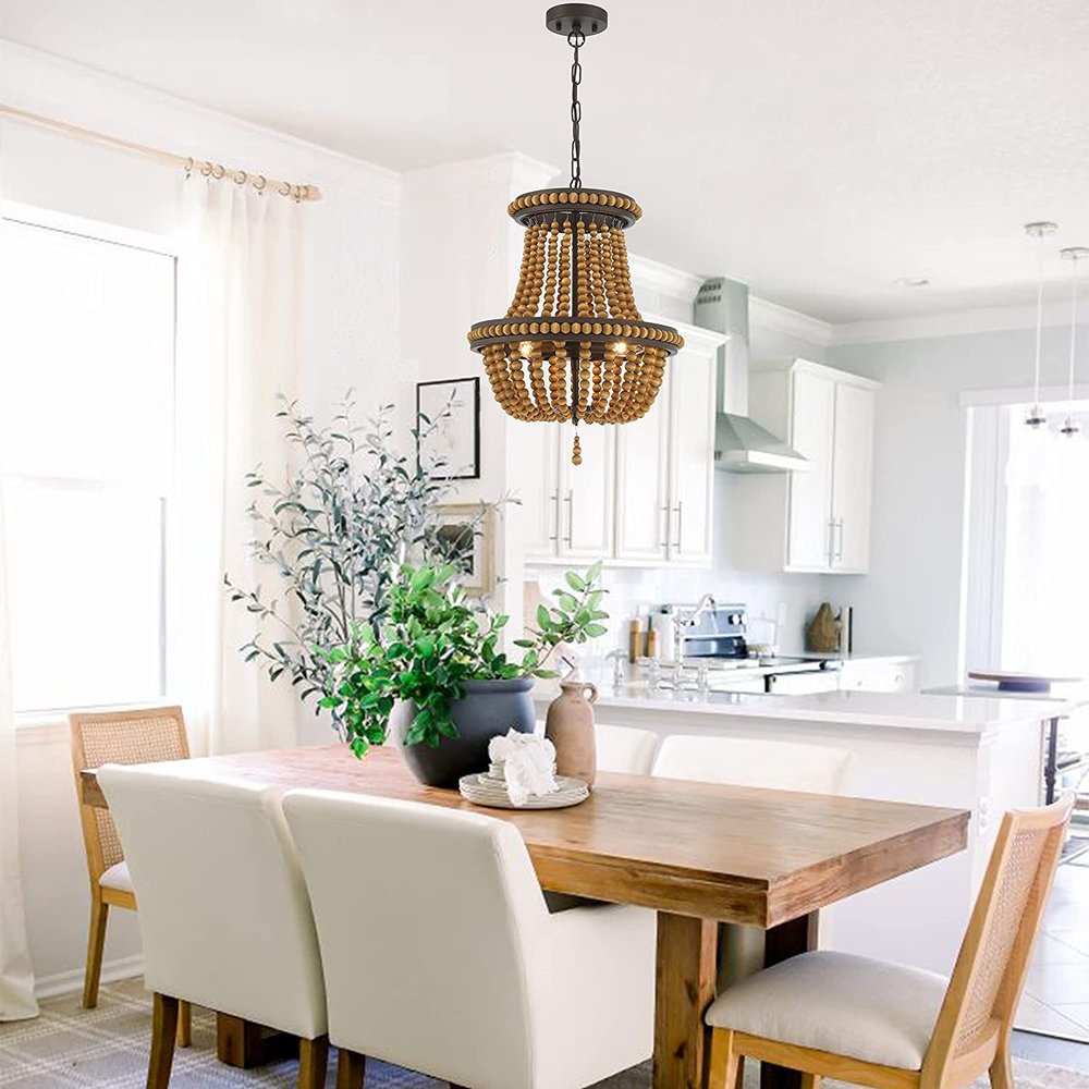 Brown And Black Candle Style Three Light Metal Dimmable Chandelier