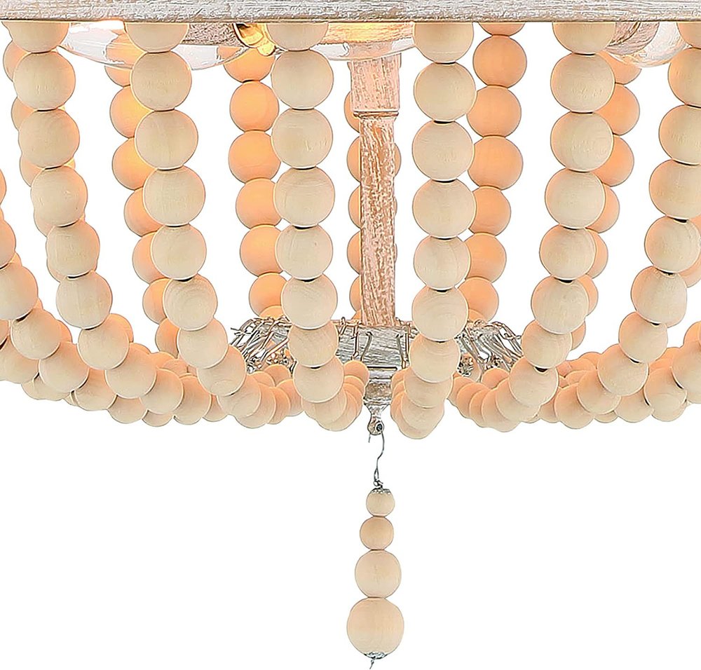 Natural And White Candle Style Three Light Metal Dimmable Chandelier