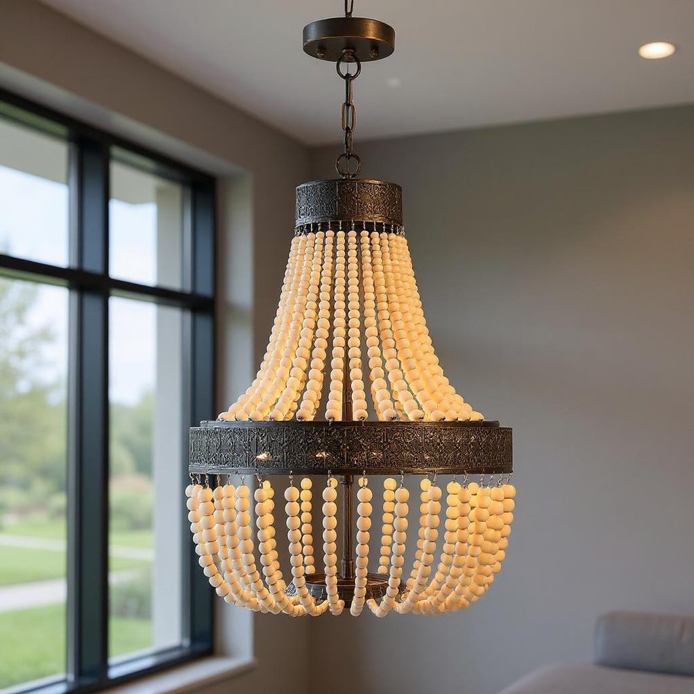 Black And Gold Candle Style Five Light Metal Dimmable Chandelier