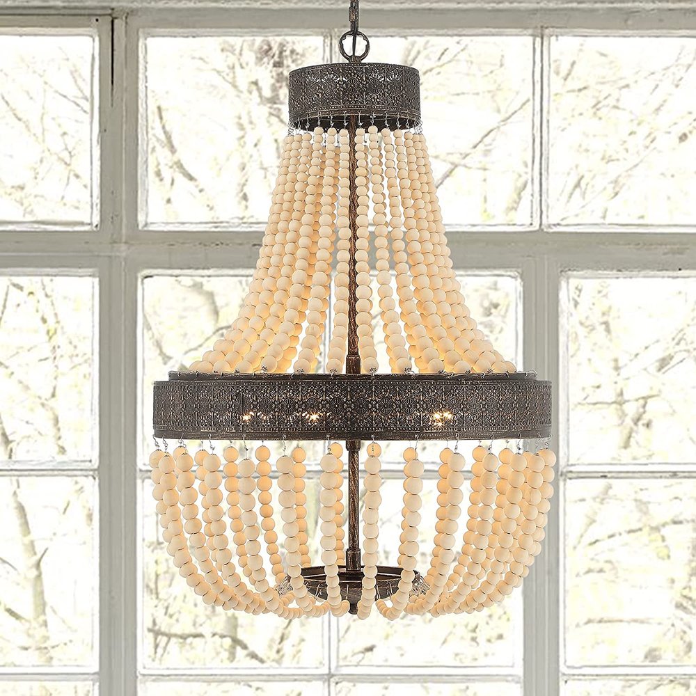 Black And Gold Candle Style Five Light Metal Dimmable Chandelier