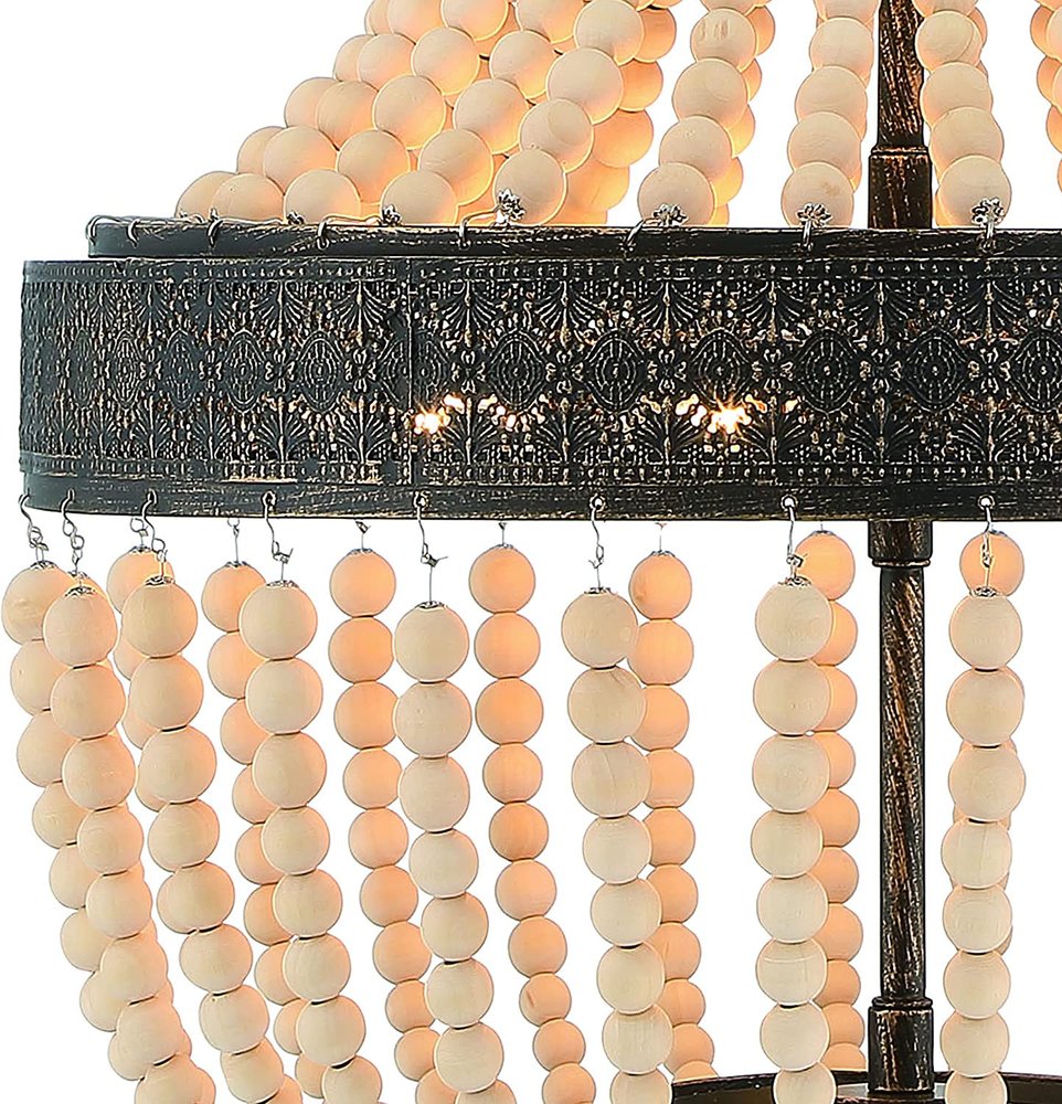 Black And Gold Candle Style Five Light Metal Dimmable Chandelier