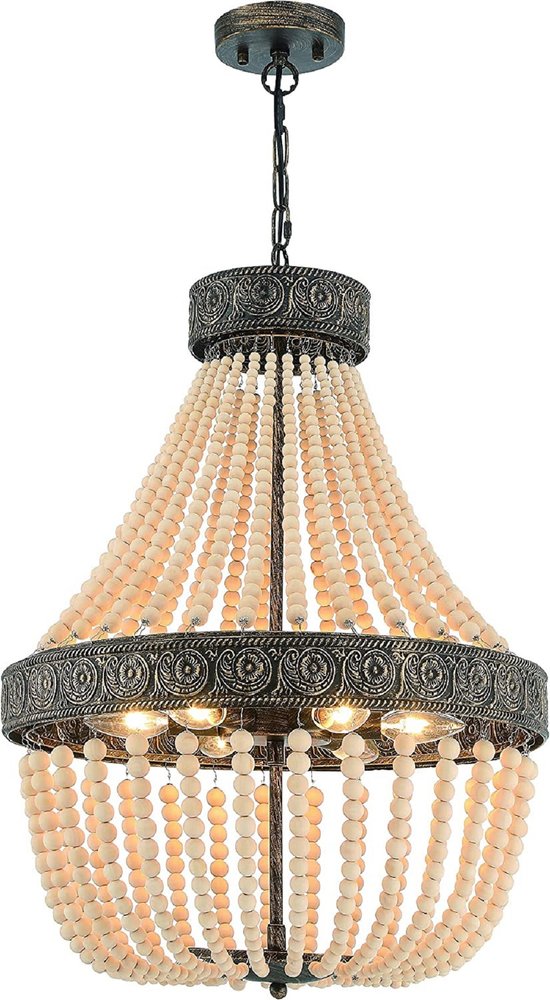 Black And Gold Candle Style Six Light Metal Dimmable Chandelier