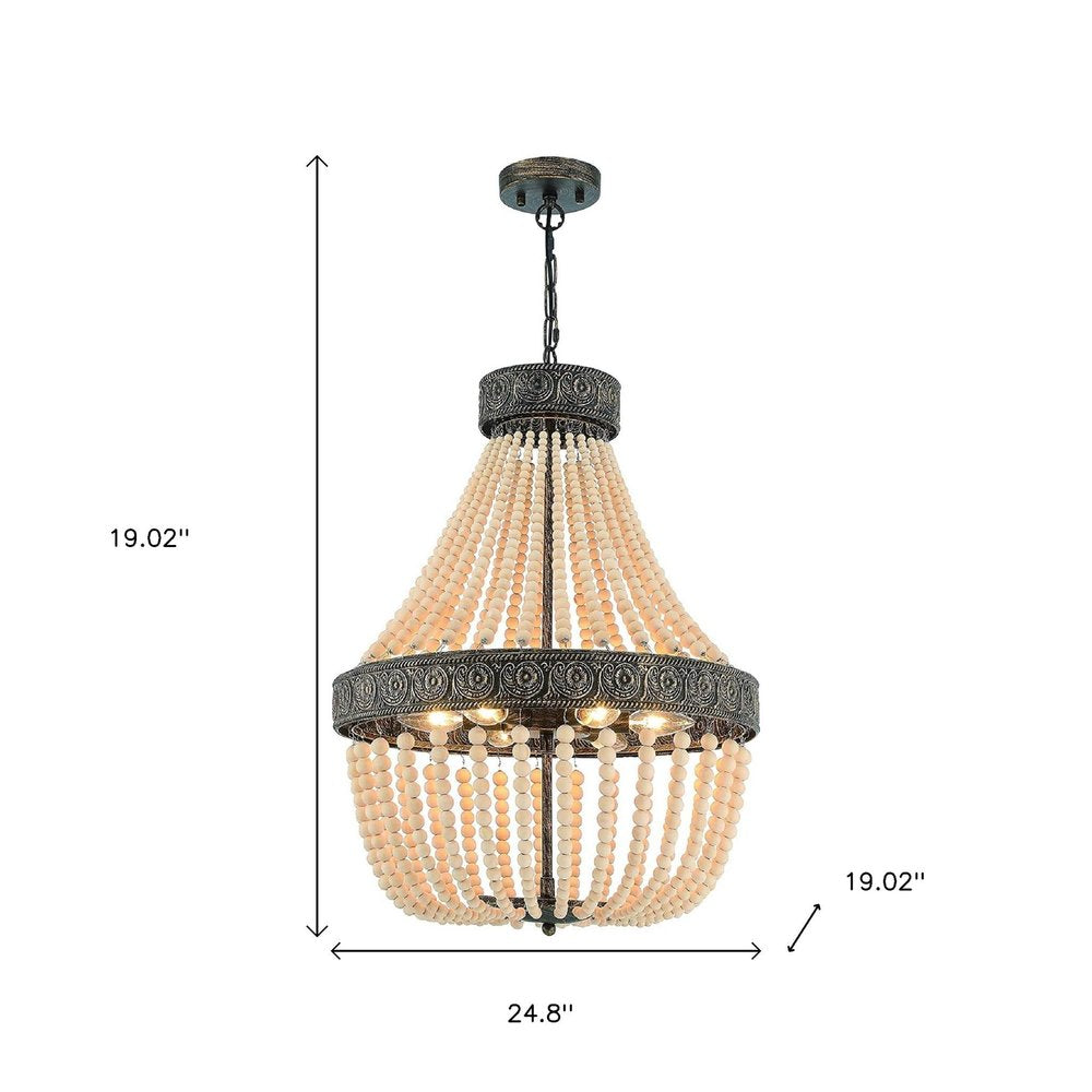 Black And Gold Candle Style Six Light Metal Dimmable Chandelier