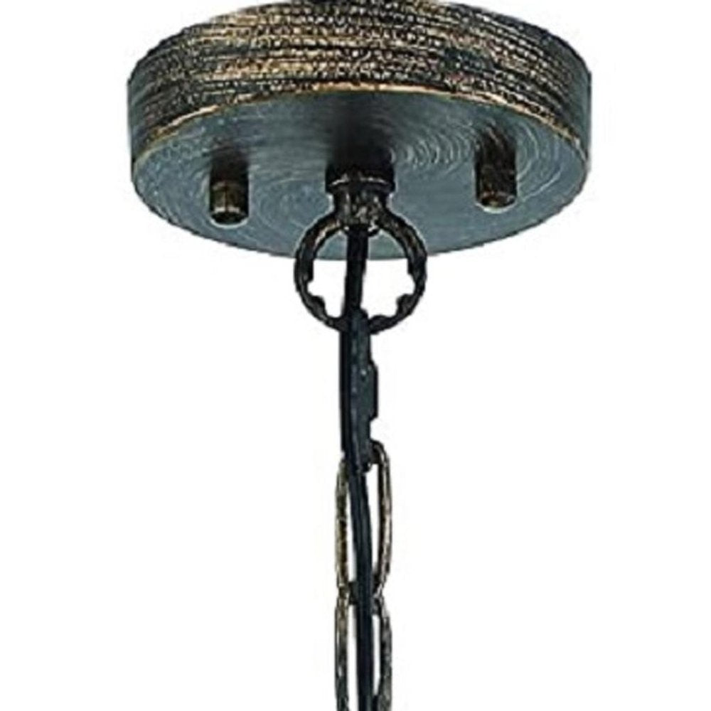 Black And Gold Candle Style Six Light Metal Dimmable Chandelier