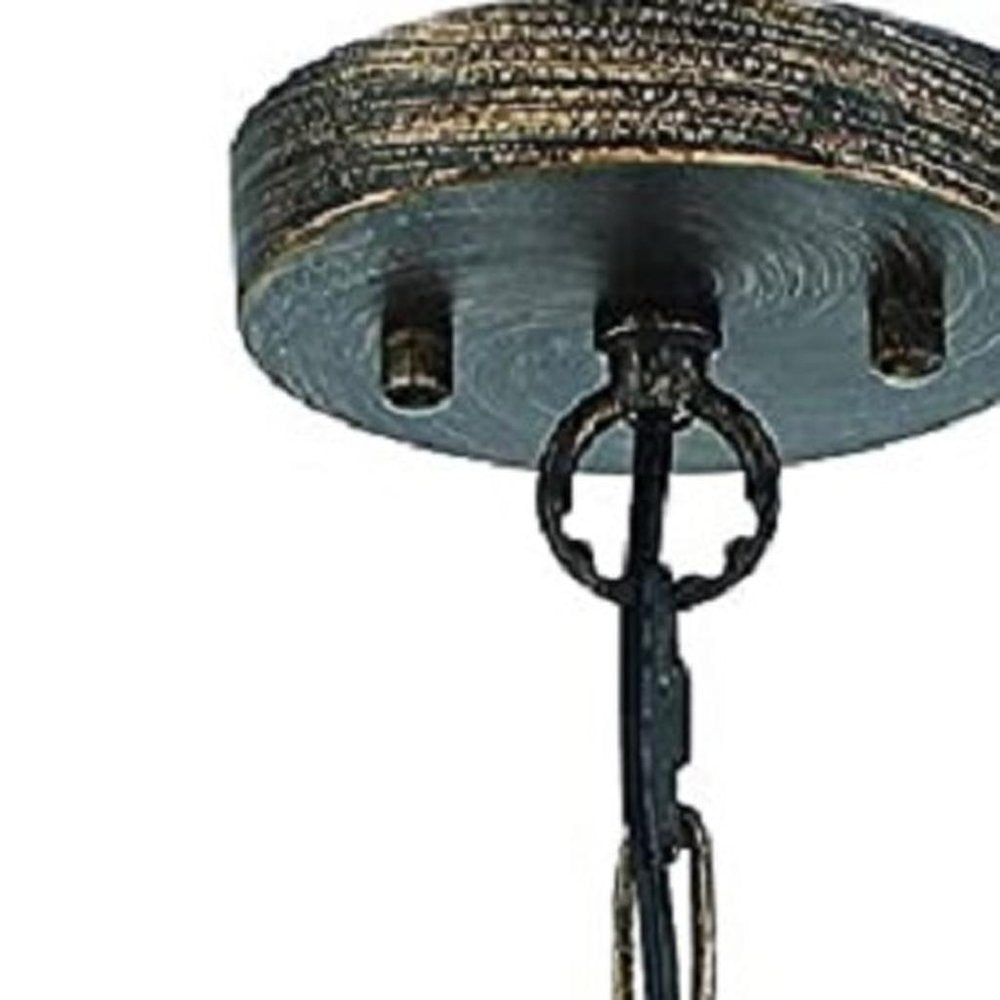 Black And Gold Candle Style Six Light Metal Dimmable Chandelier