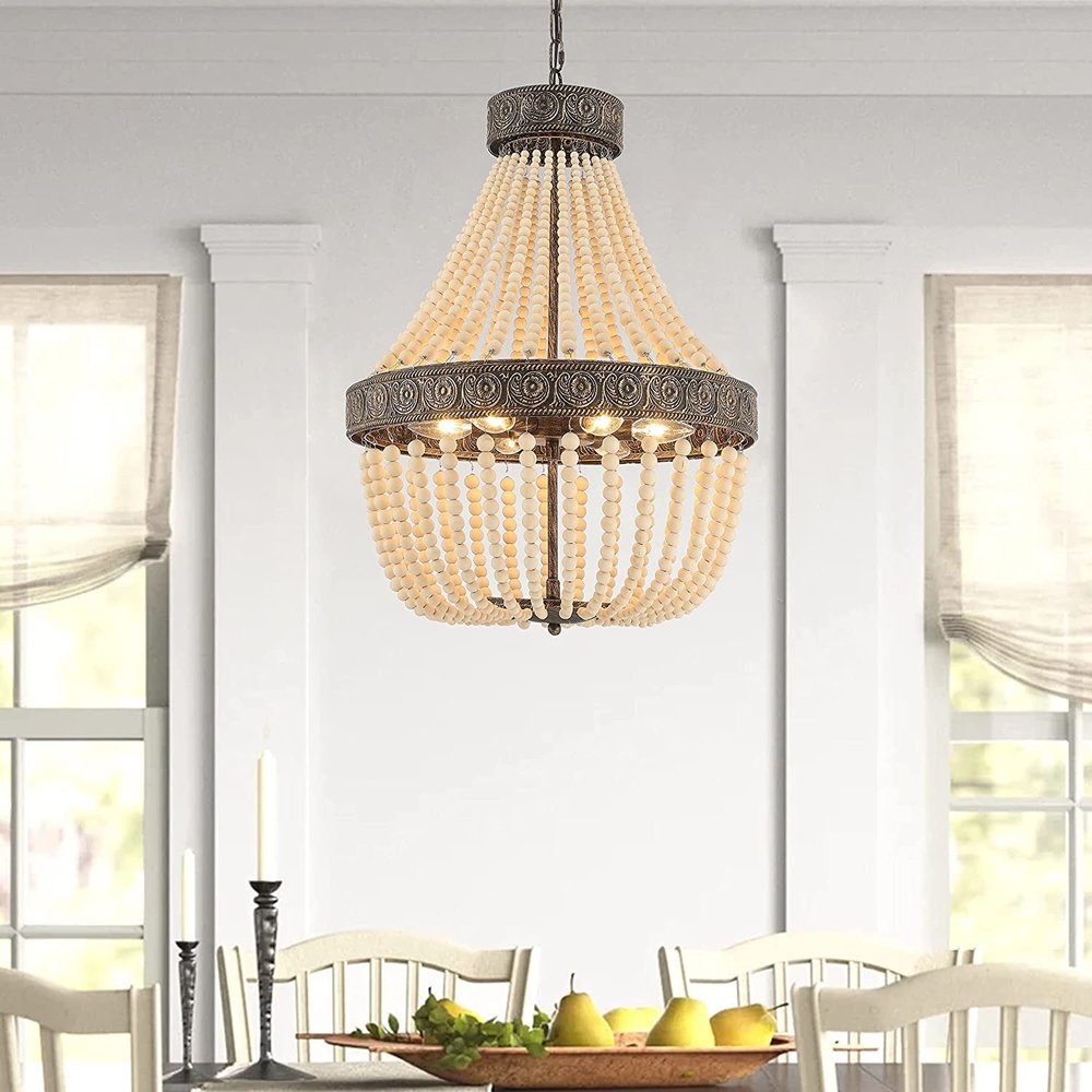 Black And Gold Candle Style Six Light Metal Dimmable Chandelier