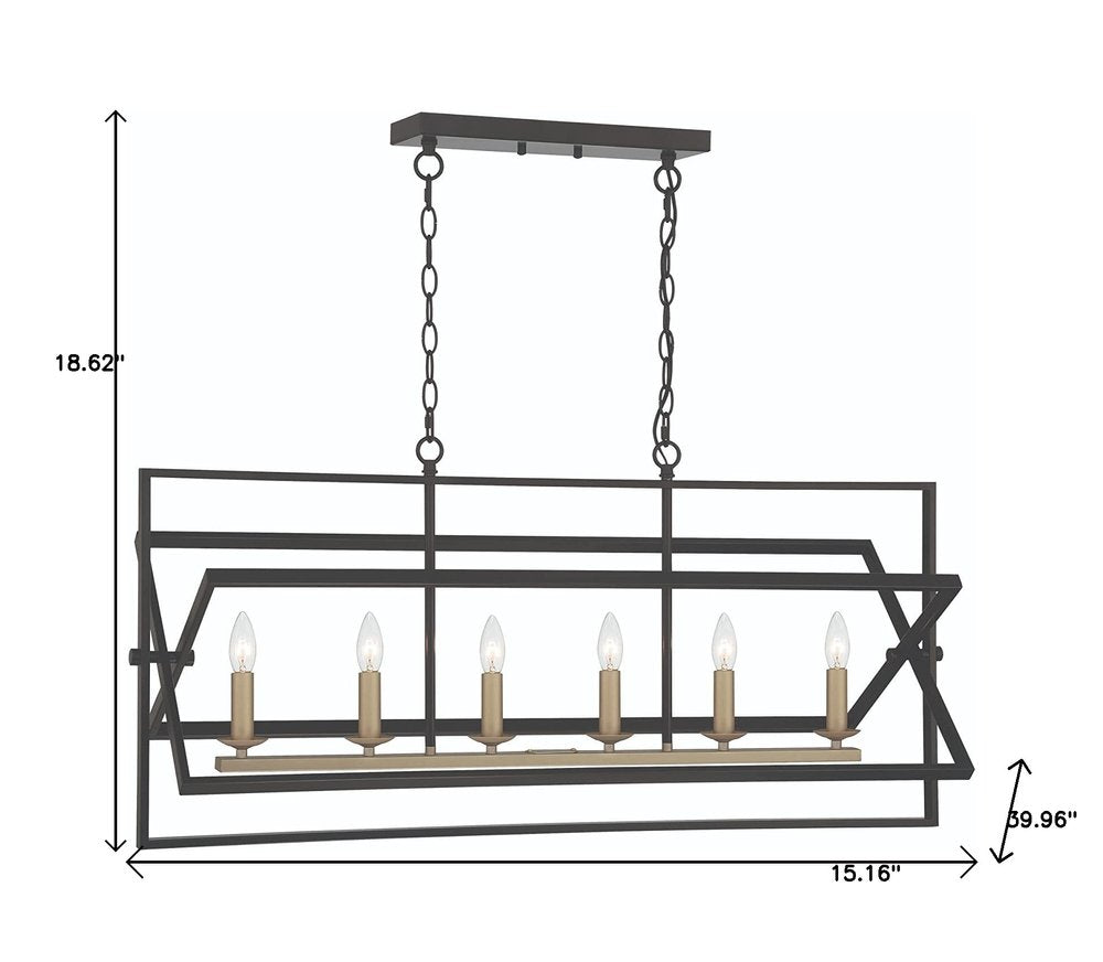 Black And Gold Kitchen Island Six Light Metal Dimmable Chandelier