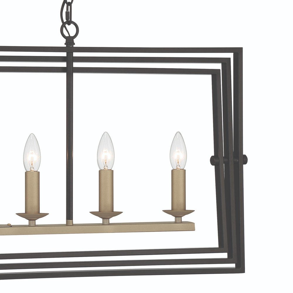 Black And Gold Kitchen Island Six Light Metal Dimmable Chandelier