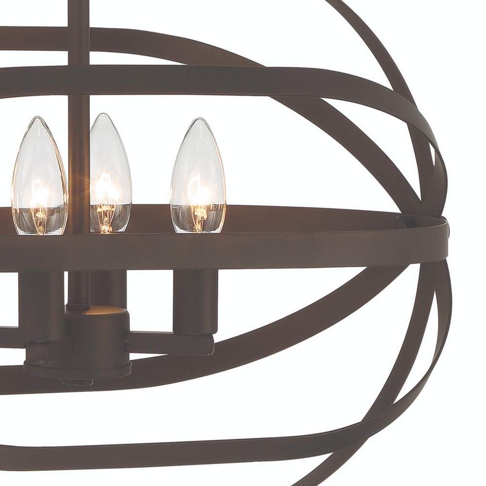 Bronze Candle Style Four Light Metal Dimmable Chandelier