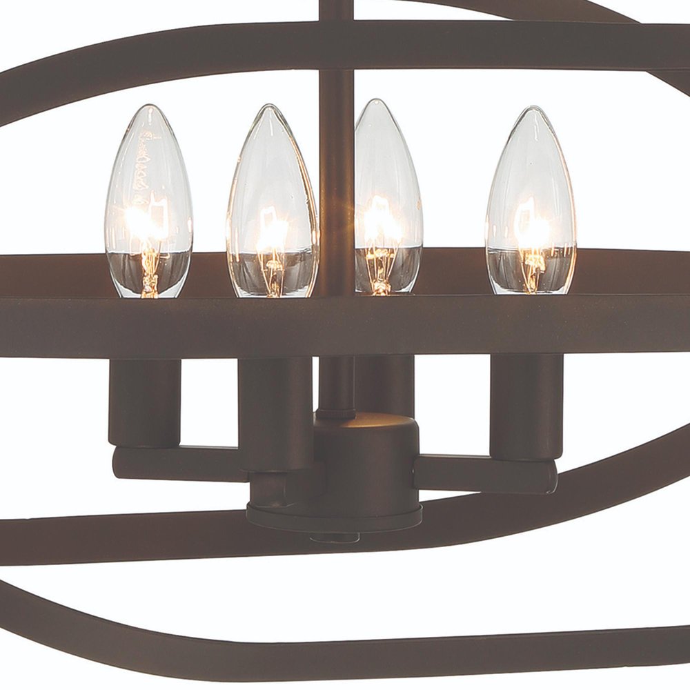 Bronze Candle Style Four Light Metal Dimmable Chandelier