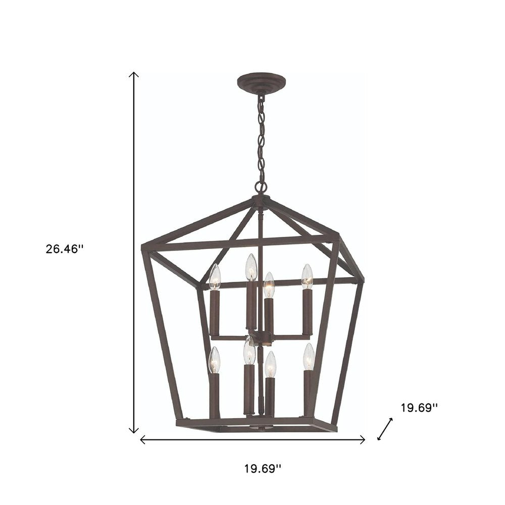Bronze Candle Style Eight Light Metal Dimmable Chandelier