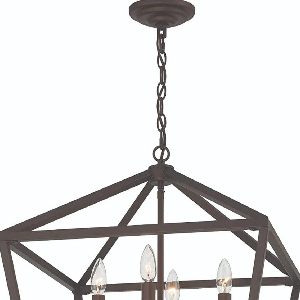 Bronze Candle Style Eight Light Metal Dimmable Chandelier