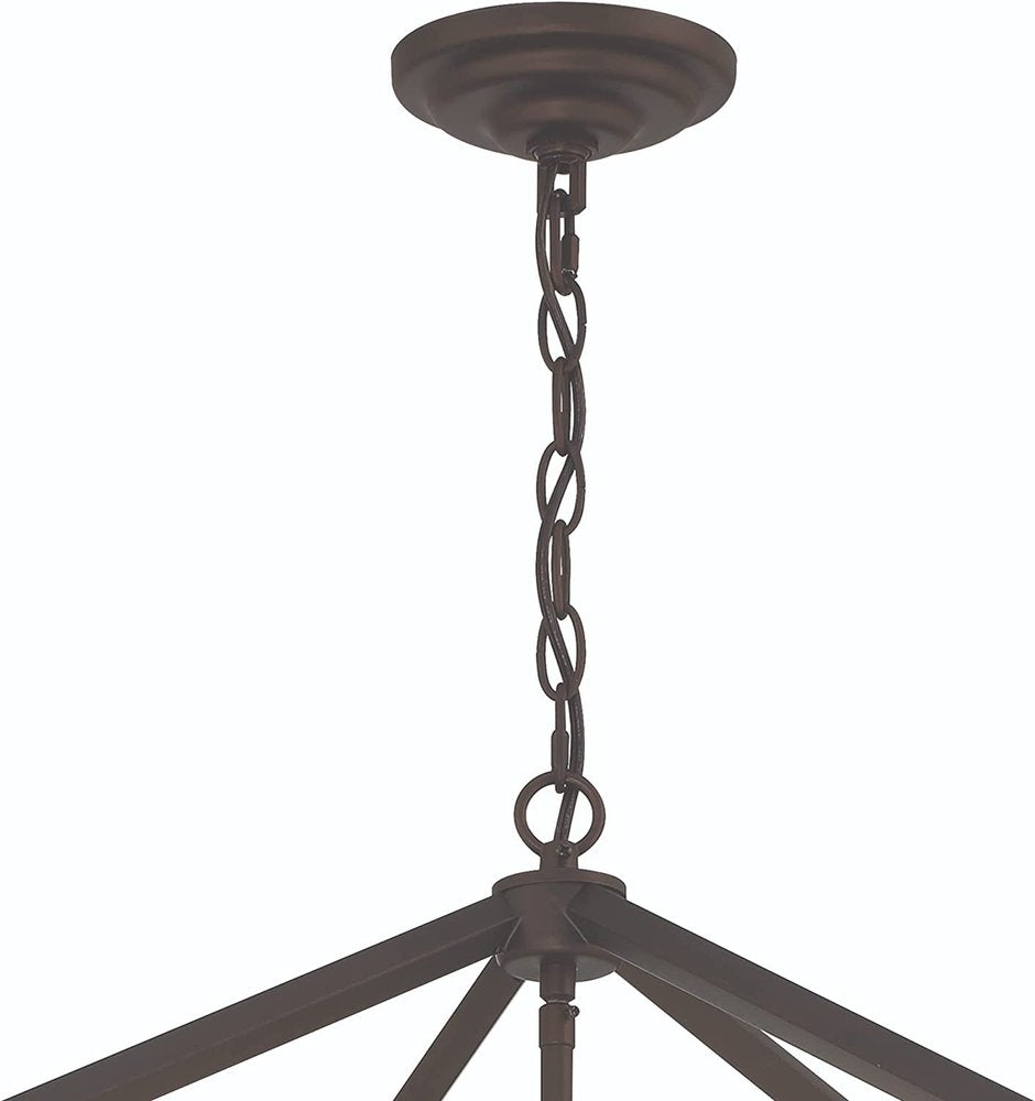 Bronze Candle Style Eight Light Metal Dimmable Chandelier
