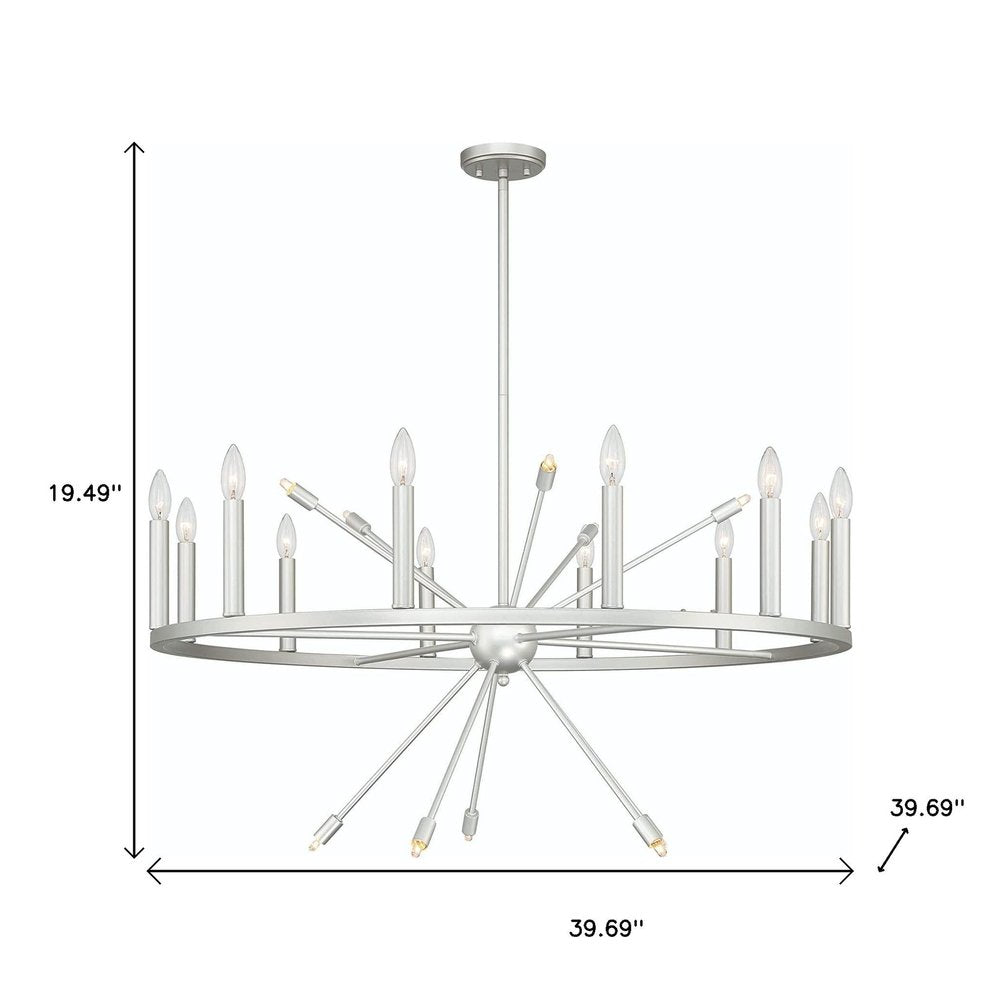Silver Candle Style Multi Light Metal Dimmable Chandelier