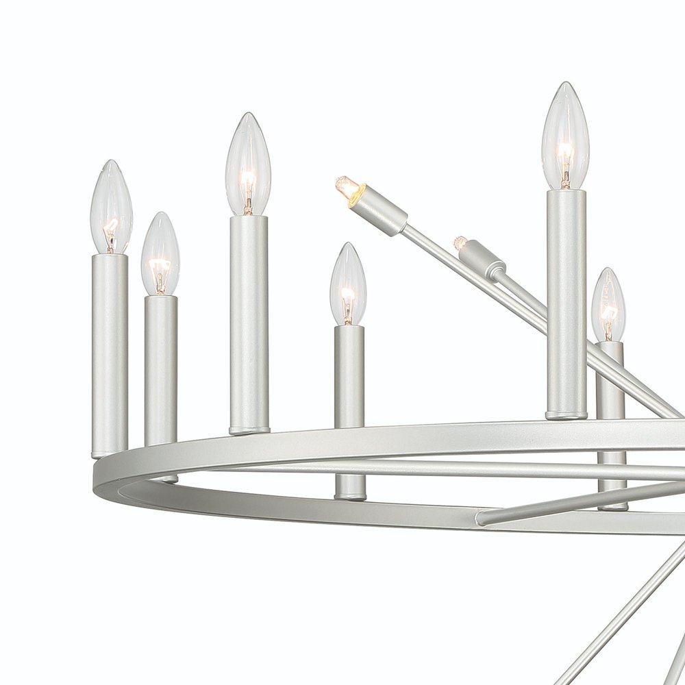 Silver Candle Style Multi Light Metal Dimmable Chandelier