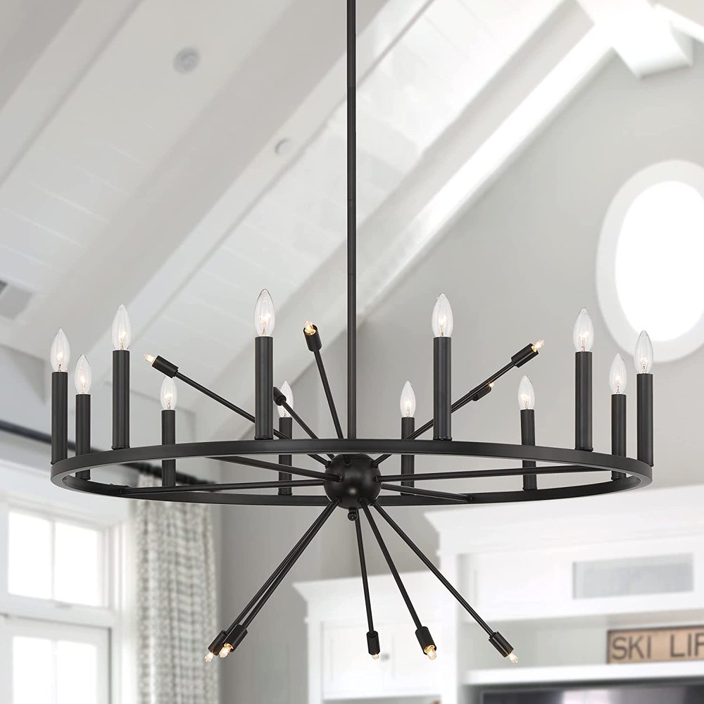 Black Candle Style Multi Light Metal Dimmable Chandelier