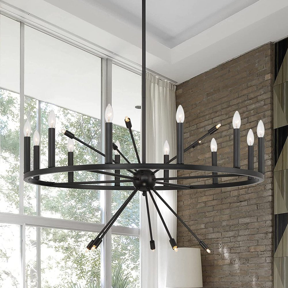 Black Candle Style Multi Light Metal Dimmable Chandelier