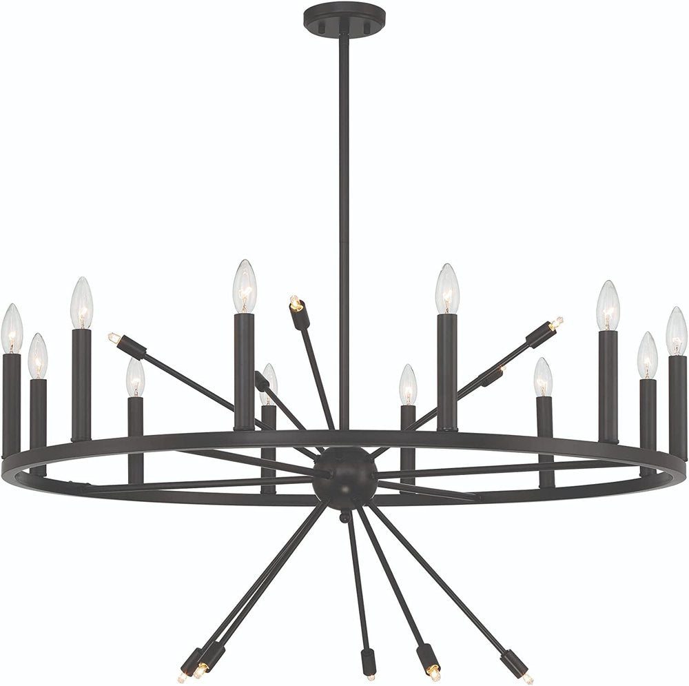 Black Candle Style Multi Light Metal Dimmable Chandelier