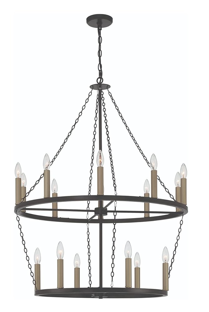 Black And Gold Candle Style Multi Light Metal Dimmable Chandelier