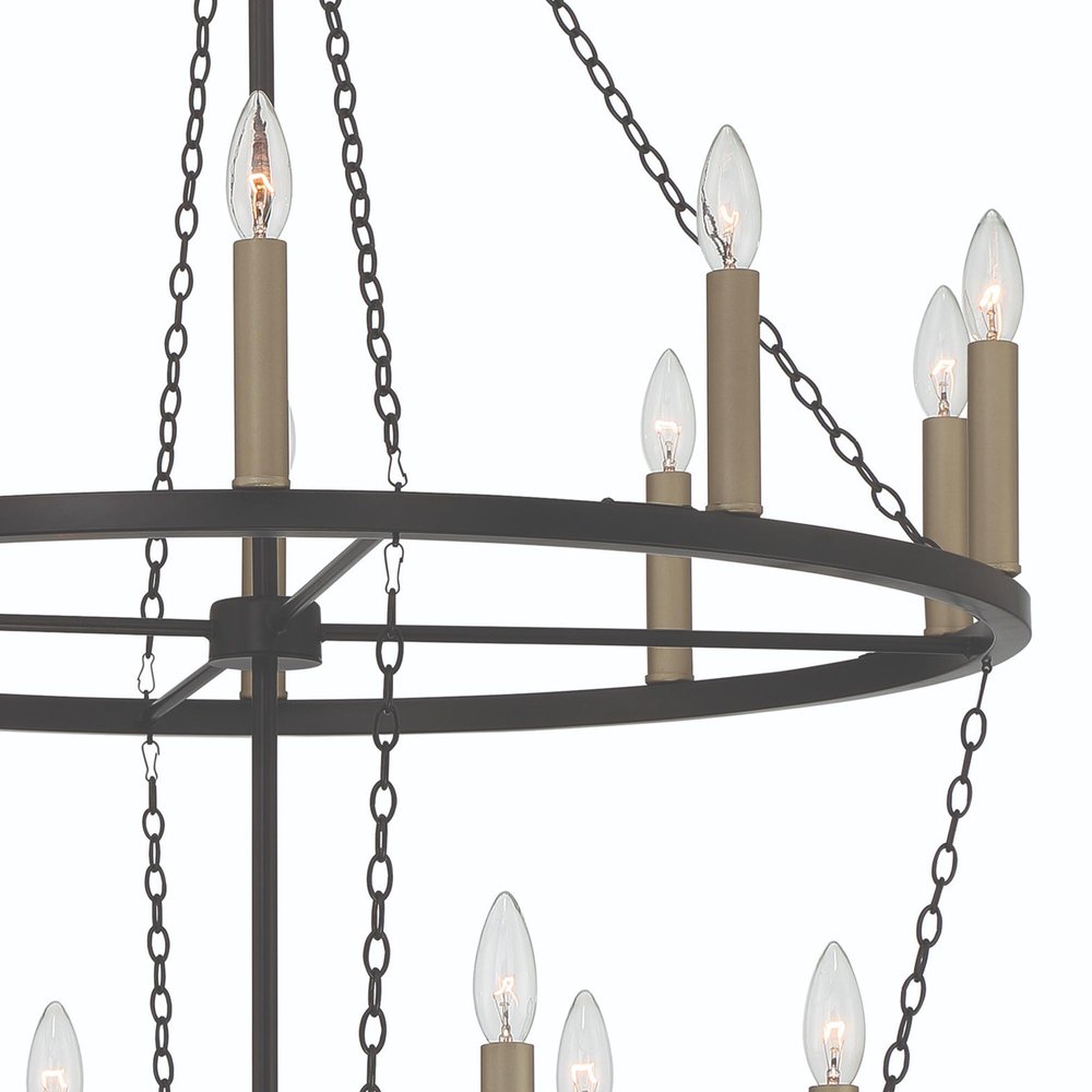 Black And Gold Candle Style Multi Light Metal Dimmable Chandelier