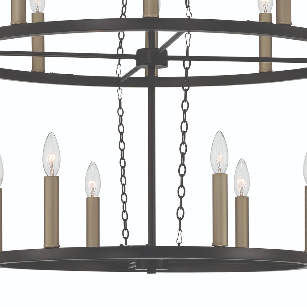 Black And Gold Candle Style Multi Light Metal Dimmable Chandelier