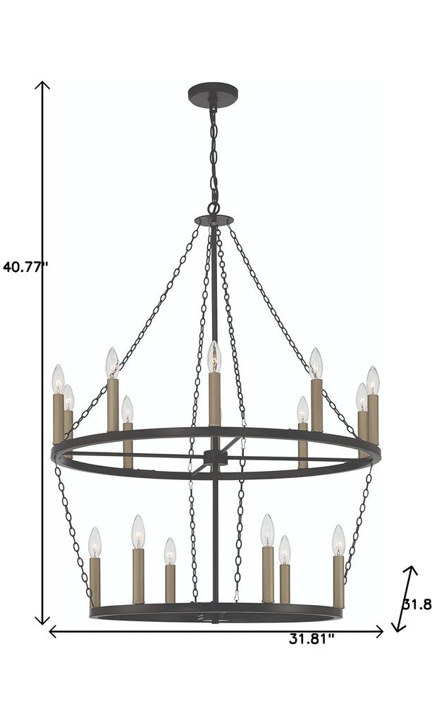 Black And Gold Candle Style Multi Light Metal Dimmable Chandelier